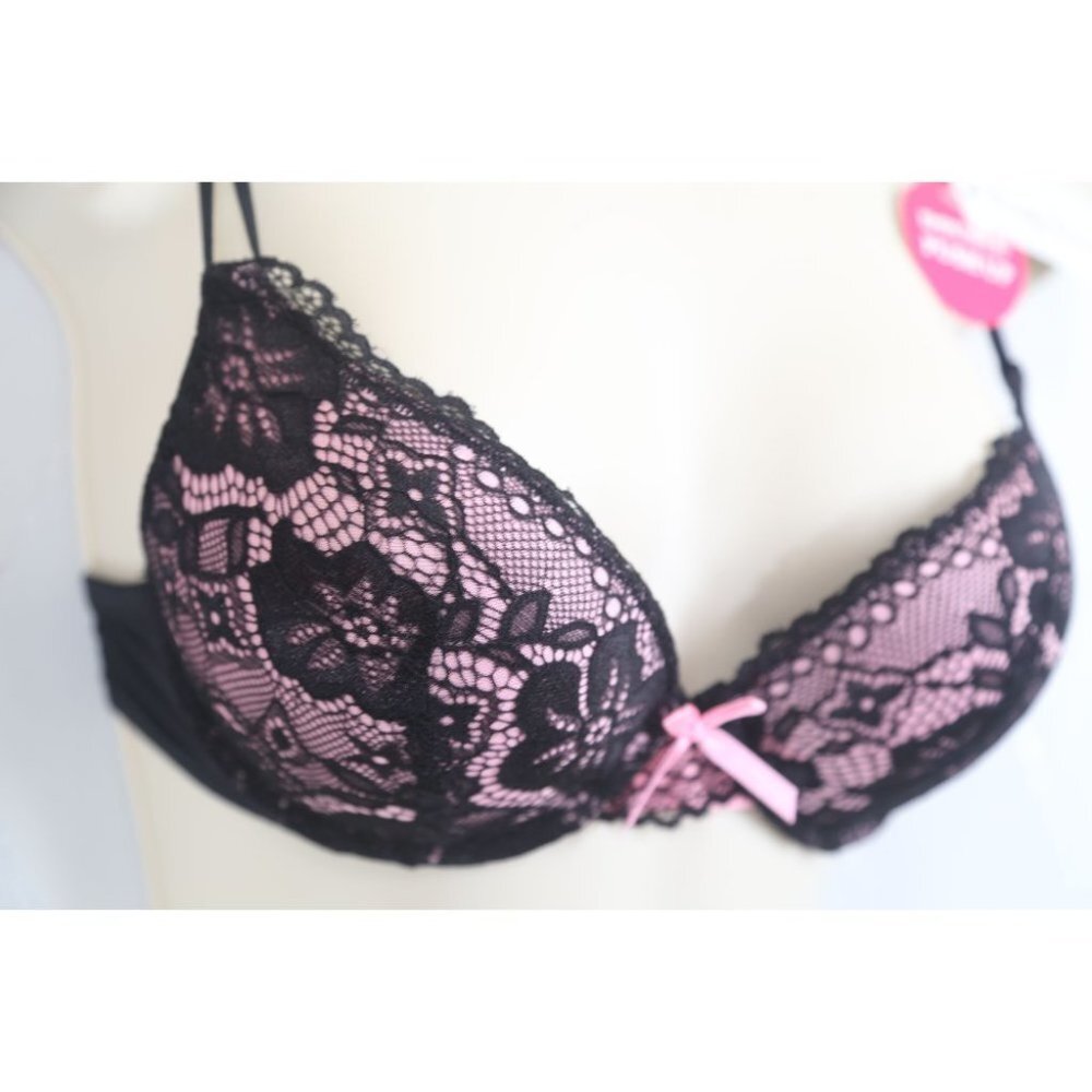 VS Bombshell Inspired Adds 2 Cups Ultimate Pushup Bra 36B Black Lace - Picture 5 of 9